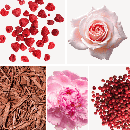 Duftnoten: Himbeere, Rose, Zedernholz, Pfingsrose, rosa Pfeffer